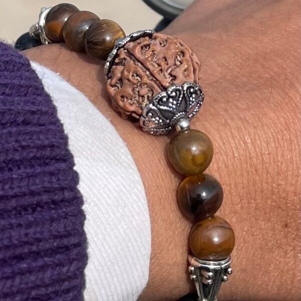 AadiRudra Rudraksha + Tiger Real Stone + Karungali Beads Bracelet